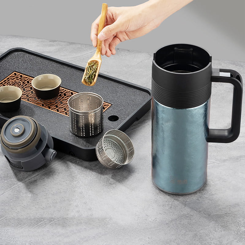 Olla de titanio puro con infusor de separación de té
