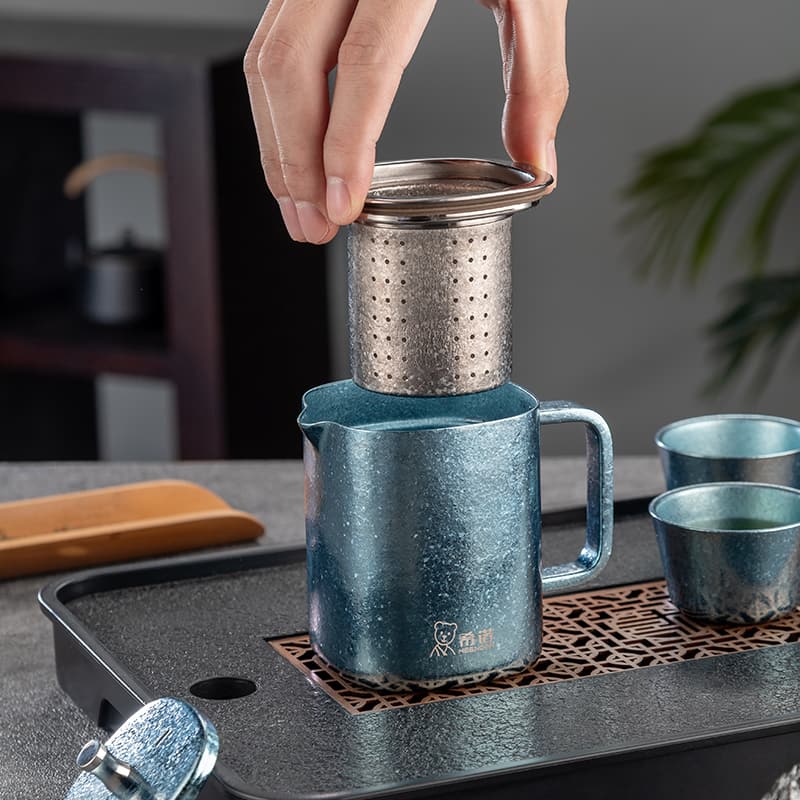 Juego de té Kung Fu de titanio puro