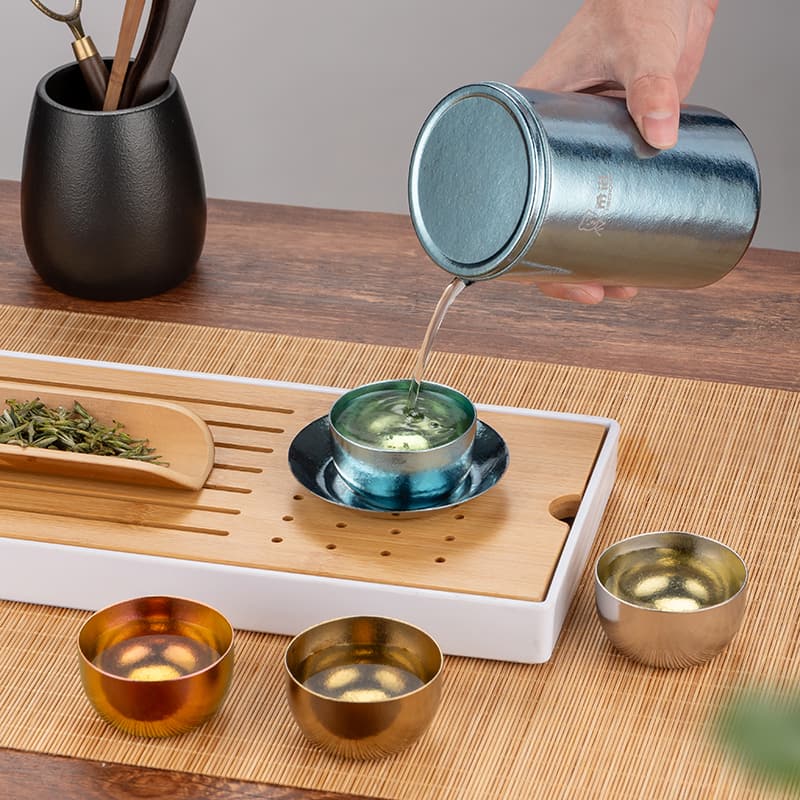 Juego de té de viaje de titanio puro Juego de té de viaje de titanio puro