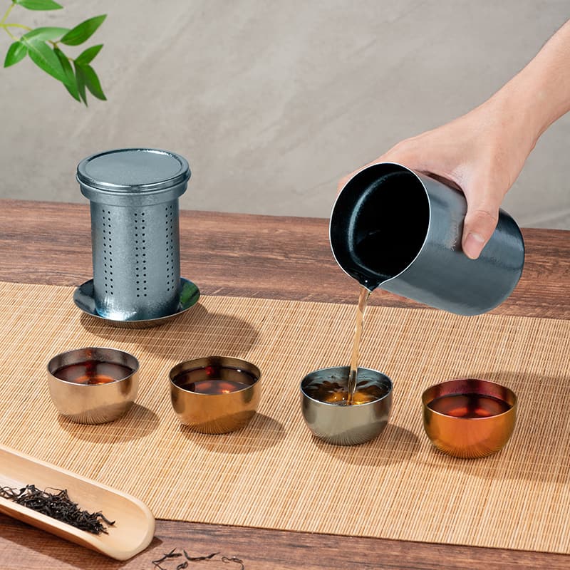 Juego de té de viaje de titanio puro Juego de té de viaje de titanio puro