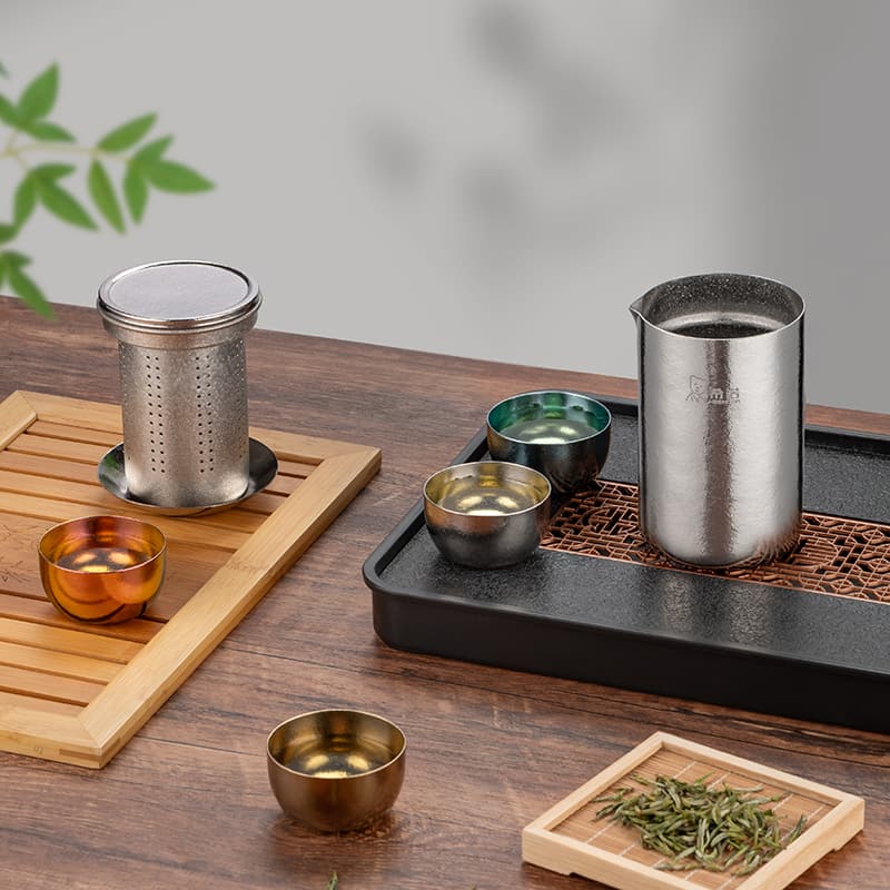 Juego de té de viaje de titanio puro Juego de té de viaje de titanio puro